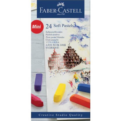 Crete morbide Faber-Castell Soft Pastels Creative Studio mini assortiti astuccio di cartone da 24 - 128224